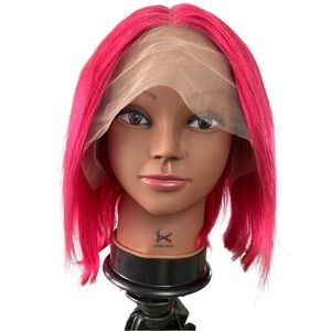 100% human hair hot pink bob lace front wig  10-inch Unbranded